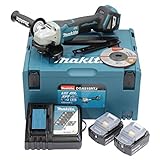 Makita DGA515RTJ Akku-Winkelschleifer 18 V mit Paddleschalter / 5,0 Ah, 2 Akkus + Ladegerät im MAKPAC