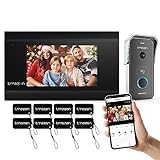 TMEZON WLAN Video Türsprechanlage 2 Draht,1080P Türsprechanlage mit Kamera,7''IP Touchscreen,APP/Swipe Card Unlock,Live-Ansicht und Gespräch via App,Bewegungsmeldung,Gegensprechanlage mit türöffner