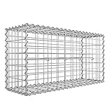 SONGMICS Gabionenkorb, Metall-Steinkorb mit 5 x 10 cm Maschenweite für Mauersteine, verzinkt, Steingabione Mauer,100 x 50 x 30 cm, silber GGB153