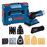 Bosch Professional 12V System Akku Schwingschleifer GSS 12V-13 (kompatibel mit Bosch Click & Clean System, inkl. 3x Schleifplatte, 3x Schleifblatt, Staubbeutel, Lochwerkzeug, L-BOXX)