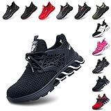 Hitmars Arbeitsschuhe Herren Damen Sicherheitsschuhe Stahlkappenschuhe Arbeitsschutzschuhe Leicht S3 S1 S1P S2 Sommer mit Stahlkappe Unisex Sportlich C Schwarz 43