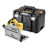 Dewalt 1.300 Watt Tauchkreissäge DWS520KT (für Führungsschienen, max. Schnitttiefe 59 mm, mit Eintauch-Rückschlagstop, Sägeblatt-ø 165 x 20 mm, variable Schnittgeschwindigkeit, flache Schutzhaube)