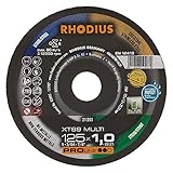 RHODIUS XT69 Ø 125 x 1 mm, 1 Stück Universal Trennscheiben, Made in Germany, für Winkelschleifer, Metall, Alu, Stein, Kunststoff, Holz