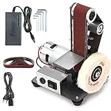 Elektrischer Bandschleifer 500W Polier-Schleifschärfer Einstellbar DIY Power Sanding Machine Cutter Edges Mini Bench Belt Grinder Kit,7 Gang Multifunktional für die Messerherstellung, Holzbearbeitung