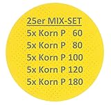 BOXTEC Klett-Schleifpapier (perforiert) D225 mit VE 25 Stück f. Trockenbauschleifer Edelkorund, Körnung:25er MIX Set (je 5x P60-P80-P100-P120-P180)