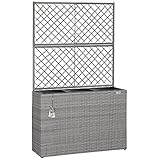 Casaria® Blumenkasten Rankgitter 3 Innentöpfe Polyrattangeflecht Rankhilfe Blumentopf Rattanoptik Pflanzkasten Grau