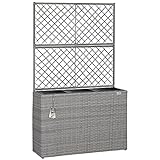 Casaria® Blumenkasten Rankgitter 3 Innentöpfe Polyrattangeflecht Rankhilfe Blumentopf Rattanoptik Pflanzkasten Grau