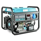 Könner & Söhnen KS 10000E Stromerzeuger, 18 PS 4-Takt Benzinmotor, Kupfer, E-Start, Automatischer Spannungsregler, Anzeige, 1x16A, 1x32A (230V) Generator, für privaten oder gewerblichen Gebrauch…