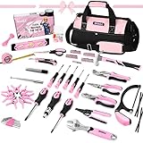 SHALL Rosa Werkzeug Set, 246-teiliges Damen Basic Tool Kit für Haus mit 14' Wide Mouth Open Tool Bag, General Haushalt Hand Tool Set