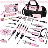 SHALL Rosa Werkzeug Set, 246-teiliges Damen Basic Tool Kit für Haus mit 14' Wide Mouth Open Tool Bag, General Haushalt Hand Tool Set