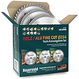 Bayerwald Kreissägeblatt Set Ø254 (3 tlg.) - für Aluminium, Holzwerkstoffe und Kunststoffe - kompatibel z.B mit Bosch GTS - PTS 10 / Metabo TK250 und mehr