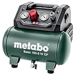 Metabo Kompressor Basic 160-6 W OF – 601501000 – Kompressor mit leistungsstarkem Motor und 6 l Kesselgröße – 1,5 m Kabellänge