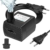 flintronic Mini Wasserpumpen(350L/H, 5W), Ultra Leise Aquarium Pumpe mit Hohem Hub, Aquarium Pumpe Klein, Brunnenpumpe mit 1,4 m Netzkabel, 2 Düsen für Aquarien, Teich, Brunnen, Statuen, Hydrokultur