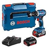 Bosch Professional 18V System Akku Bohrschrauber GSR 18V-45 (Drehzahl 1.900 min⁻¹, inkl. 2x 3.0Ah Akku, Schnellladegerät GAL 18V-40, L-BOXX)