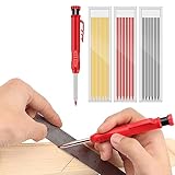 Tieflochmarker Bleistift Baustelle Zimmermannsbleistifte Bau Pica Dry Stift Minen Bohrlochmarker Druckbleistift Set mit 18 Nachfüllungen