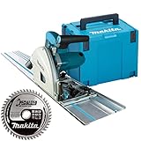 Makita Tauchsäge, SP6000J2, 165 mm, 240 V, 1,5 m Führungsschiene, 48T Klinge, elektrisch, abgeschrägt, nahe an der Wand, spitzenfestes Design, anschließbar an Staubsauger