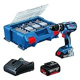 Bosch Professional 18V System Akku Schlagbohrschrauber GSB 18V-28 (inkl. 2.0Ah Akku, 4.0Ah Akku, Ladegerät GAL 18V-20, L-Case Pick&Click mit 100-teiligem Zubehör-Set) - Amazon Exclusive Set Set