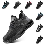 Hitmars Arbeitsschuhe Herren Sicherheitsschuhe Damen Stahlkappe s3 s1 Leicht s2 Arbeitsschuhe Unisex Stahlkappenschuhe Schutzschuhe Arbeitsschutzschuhe 1 Schwarz EU 45