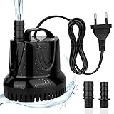 flintronic Tauchpumpe Wasserpumpe(1200L/H, 25W), Ultra Leise Aquarium Pumpe, Aquarium Pumpe Unterwasser, Brunnenpumpe mit 1,4 m Netzkabel, 2 Düsen für Aquarien, Teich, Brunnen, Statuen, Hydrokultur