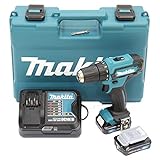 Makita DF333DSAE Akku-Bohrschrauber 12 V max. / 2,0 Ah, 2 Akkus + Ladegerät im Transportkoffer, Schwarz, Blau