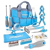 Hi-Spec 34 tlg Werkzeug-set in Werkzeugtasche mit Schutzbrille und 100-teiliges Wandbild-Aufhängeset - Ein Muss für die Reparatur und Wartung im Haushalt- Stylische Blaue Tragetasche Inklusive