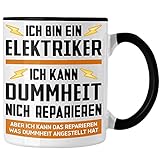 Trendation - Elektriker Geschenke für Männer Tasse Geschenk Elektriker Elektroniker Geschenkidee (Schwarz)