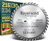 Bayerwald Werkzeuge HM Kreissägeblatt - 216 x 2.6/1.6 x 30 | Wechselzahn (34 Zähne) | Für Bosch GTS 635-216