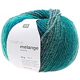 Rico Creative Melange Chunky, dicke Farbverlaufswolle Nadelstärke 6-7 mm zum Stricken oder Häkeln (058 blau grün)