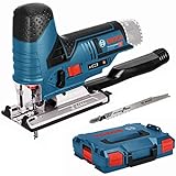 Bosch Professional 12V System Akku Stichsäge GST 12V-70 (Schnitttiefe in Holz: 70mm, inkl. 2x Sägeblatt, Gleitschuh, Spanreißschutz, L-BOXX, ohne Akku/ Ladegerät)