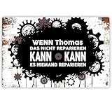 True Statements Retro Alu-Schild personalisiert „Wenn Name das Nicht reparieren kann, kann es niemand reparieren“ - lustiges Geschenk Vatertag Geburtstag Deko Werkstatt Garage Terasse