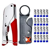 moinkerin Kompressionszange Set Crimpzange Abisolierwerkzeug Koaxialkabel Werkzeug Cable Stripper für Koaxialkabel RG58 RG59 RG6 RG-62, Kabelfernsehen