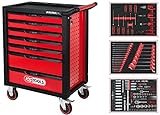 KS Tools 826.7215 RACINGline SCHWARZ/ROT Werkstattwagen mit 7 Schubladen und 215 Premium-Werkzeugen