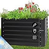 blumfeldt Großes Hochbeet aus Metall, Schmales zum Selber Bauen, Wetterfestes für Garten &Terrasse, Rostfreies Gartenbeet Outdoor, Schneckenschutz Hochbeet, 600 Liter