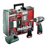 Metabo Akku-Bohrschrauber PowerMaxx BS Basic Set – 600080880 – 12 V – Mobile Werkstatt mit kompaktem Bohrschrauber und Zubehör – Inklusive Akku und Ladegerät