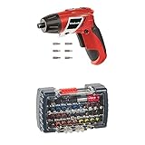 Einhell Akku Knick Schrauber TC-SD 3,6 Li (Lithium Ionen, 3,6 V, 1,3 Ah, 3 Nm, LED-Licht, LED-Batterieanzeige, inkl. 6 Bits, Ladegerät und 32-tlg. kwb Bit-Set)