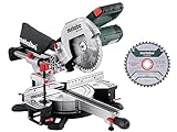 Metabo Kapp- und Gehrungssäge Set KGS 216 M – 613216900 – Mit Precision Cut Line, 216 mm 2. Hartmetall-Sägeblatt und Zugfunktion – 2 m Kabellänge