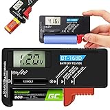 Retoo Schwarz Digitaler Batterietester für Batterie und Akku AAA, AA, CR, Knopfzellenbatterie, 1.5V 3.7V 9V, Anzeige des Ladestatus/Volt, BatteryCheck, Testgerät, Batterieprüfer, Messgerät