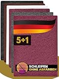 CasaBena® - 6er Set Schleifvlies für Holz, Metall, Lack & Edelstahl - MADE IN GERMANY - Schleifpapier & Schleifpads 5 Pads mit Körnungen [100-1000] + 1 Reinigungsvlies ohne Körnung 150x210mm fein-grob