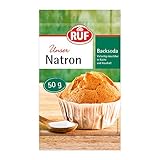 RUF Natron, Back-Soda, Alleskönner als Backtriebmittel, zum Binden von Säure, zum Entkalken und zur Verwendung in Haushalt, Kosmetik und Bad, 1x50g