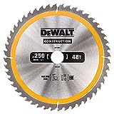 DEWALT Construction Kreissägeblatt DT1957 (für Stationärsägen, Sägeblatt-ø 250/30 mm, Schnittbreite: 3,0 mm, 48 Zähne, Zahngeometrie: Wechselzahn, Zahnwinkel: 10°, für Universal-Einsatz) 1 Stück