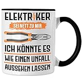 Trendation - Elektriker Tasse Spruch Männer Geschenk Lustig Gadget Geschenke Kaffeebecher (Schwarz)