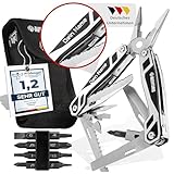 AVENTURIS® Multitool-Werkzeug -PERSONALISIERBAR- 21 Funktionen [Edelstahl] Ein Multifunktionswerkzeug DAS gadgets für männer, Multitool mit Messer, Zange und Schraubendreher, Multifunktionstool