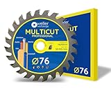 WELLERWERKZEUGE I Profi MULTICUT Sägeblatt 76x10mm 24 Zähne für holz Kunststoff Aluminium passend für Akku Kreissäge Trennsäge 12V 10,8V