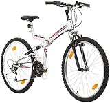 Multibrand Probike Folding 26 Zoll Klapprad Faltrad Vollfederung 18 Gang für Herren, Damen, Mädchen, Jungen geeignet ab 160-180 cm (Schwarz-Rot1)