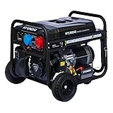 HYUNDAI Benzin Generator HY8500LEK-T, Stromerzeuger mit 16.3PS Motor und 7.7kW max. Leistung, Handstart und E-Start, 1x230V(32A), 1x400V(16A), 1x12V(8.3 A), Stromgenerator, Stromaggregat