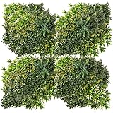 Outsunny 12 Stück künstliches Pflanzenwand Hecke 50x50 cm UV-Schutz Sichtschutz Mehrblättriges Design Heckenpflanze für Garten Outdoor Dekor