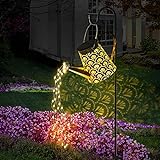 Solar Gießkanne Lichterkette Aussen, DeepDream LED Außen Solarlampen Wasserdicht Gartendeko Gießkannenlicht Lichter mit Schäferhaken, Vintage Lichterkette Aussen für Garten Hofweg Balkon Terrasse