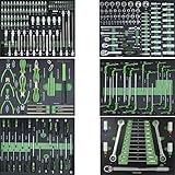 TRUTZHOLM Profi Werkstattwagen Schaum Einlagen Werkzeugeinlagen 515x395x40mm bestückt 6 Stück - Modell 2022 grün