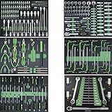TRUTZHOLM Profi Werkstattwagen Schaum Einlagen Werkzeugeinlagen 515x395x40mm bestückt 6 Stück - Modell 2022 grün